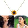 Charm Romantic Jewelry Pearls Flower Pendant Sunflower Necklace Chain Gold Plated