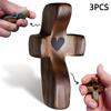 Heart-shaped Thumb Cross Solid Walnut Wood Ornament Handheld Natural Decor for Living Room Shelf Display Gift