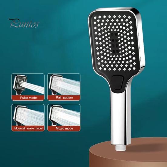 High Pressure Filtered Shower Head with Handheld 4 Water Discharge Modes Anti-Clog Silicone Outlet Leak-proof Shower Nozzle