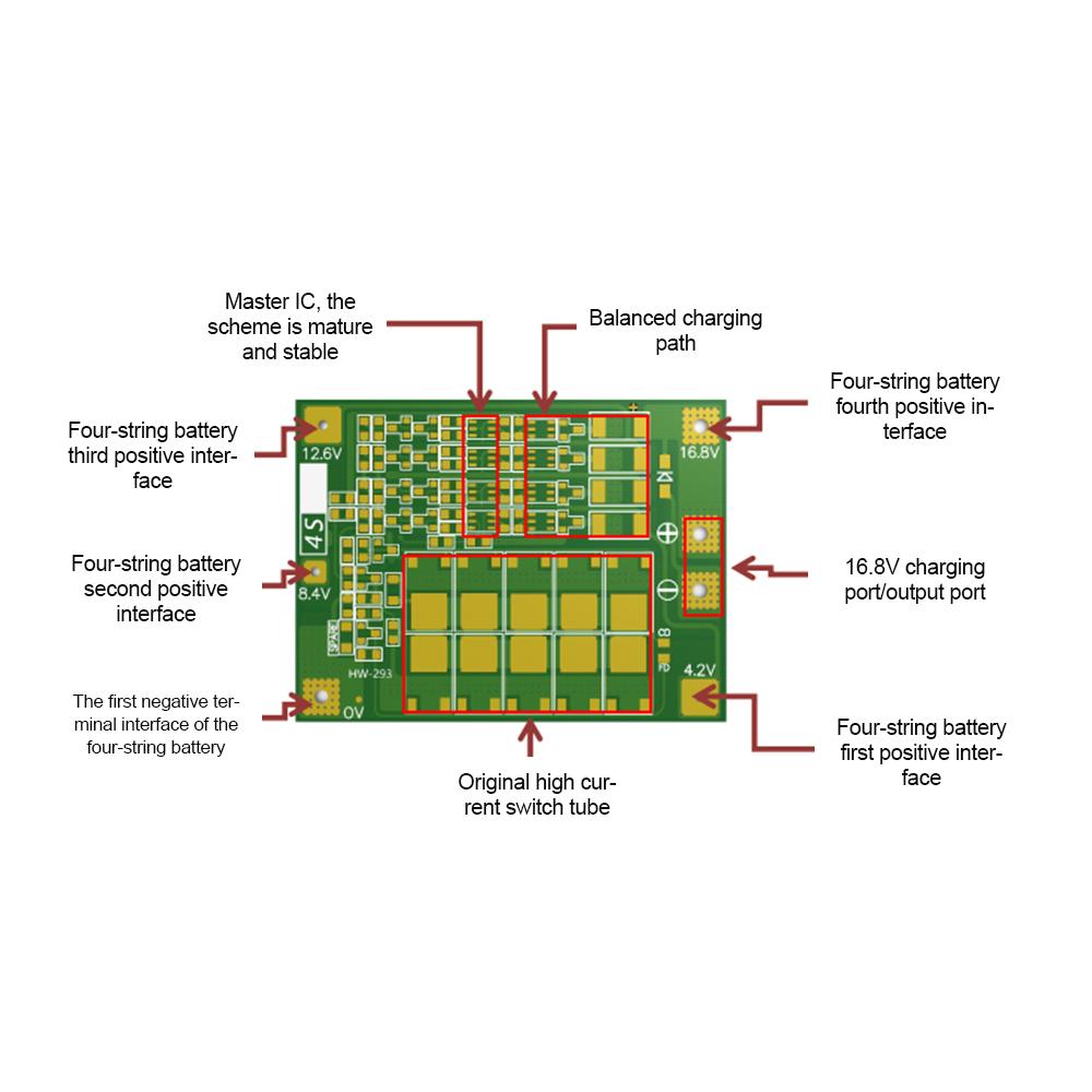 4S 40A Li-ion Lithium Battery Charger Protection Board 18650 BMS For Drill Motor 16.8V wiht Balance