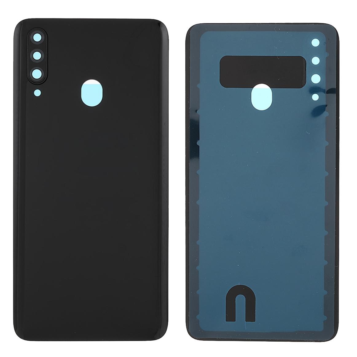

Back Battery Housing Cover with Camera Ring Lens Cover Replacement (without Logo) for Samsung Galaxy A20s Black