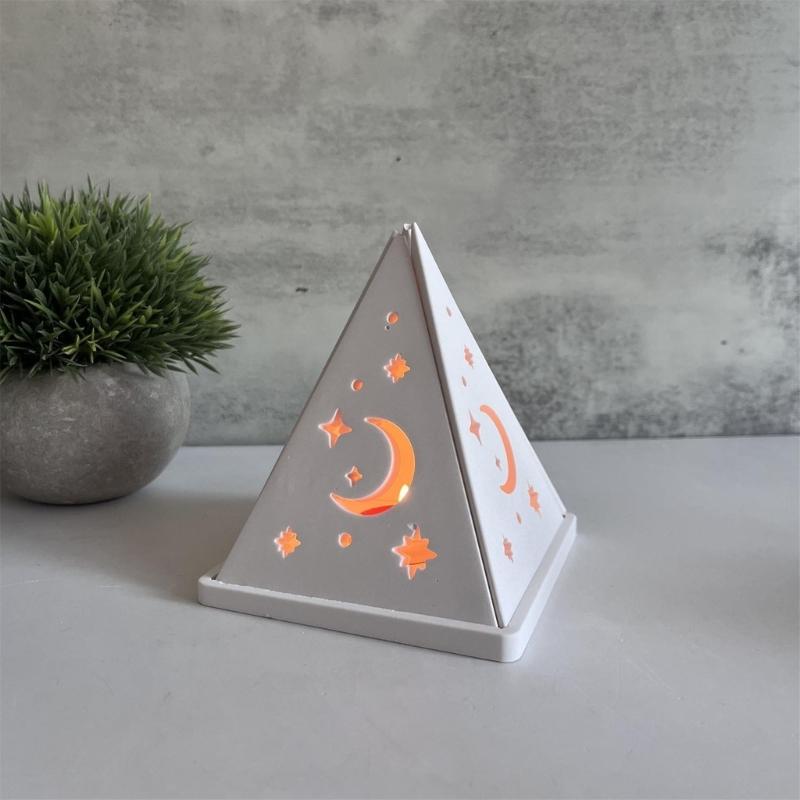 3D Candlestick Silicone Mold Pyramid Shaped Candle Base Mold Gypsum Candle Holder Epoxy Mould Home Decorations Mould
