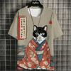 Boys Girls T Shirt Japanese Samurai Cat 3d Printed T Shirts For Casual Fashion Funny Shirt Top Tee Parent Child Clothing
