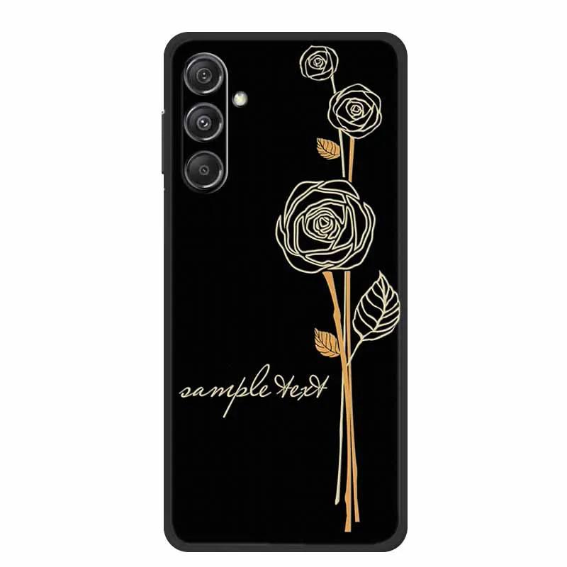 3D Emboss Case For Samsung Galaxy S25 FE Case Flowers Black Silicone Soft Back Cover For Samsung S25 Plus M36 Phone Case Shell