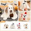 Plush Ghost Dog Toy Soft Stuffed Animal Halloween Decoration with Pumpkin Accessory for Kids and Collectors