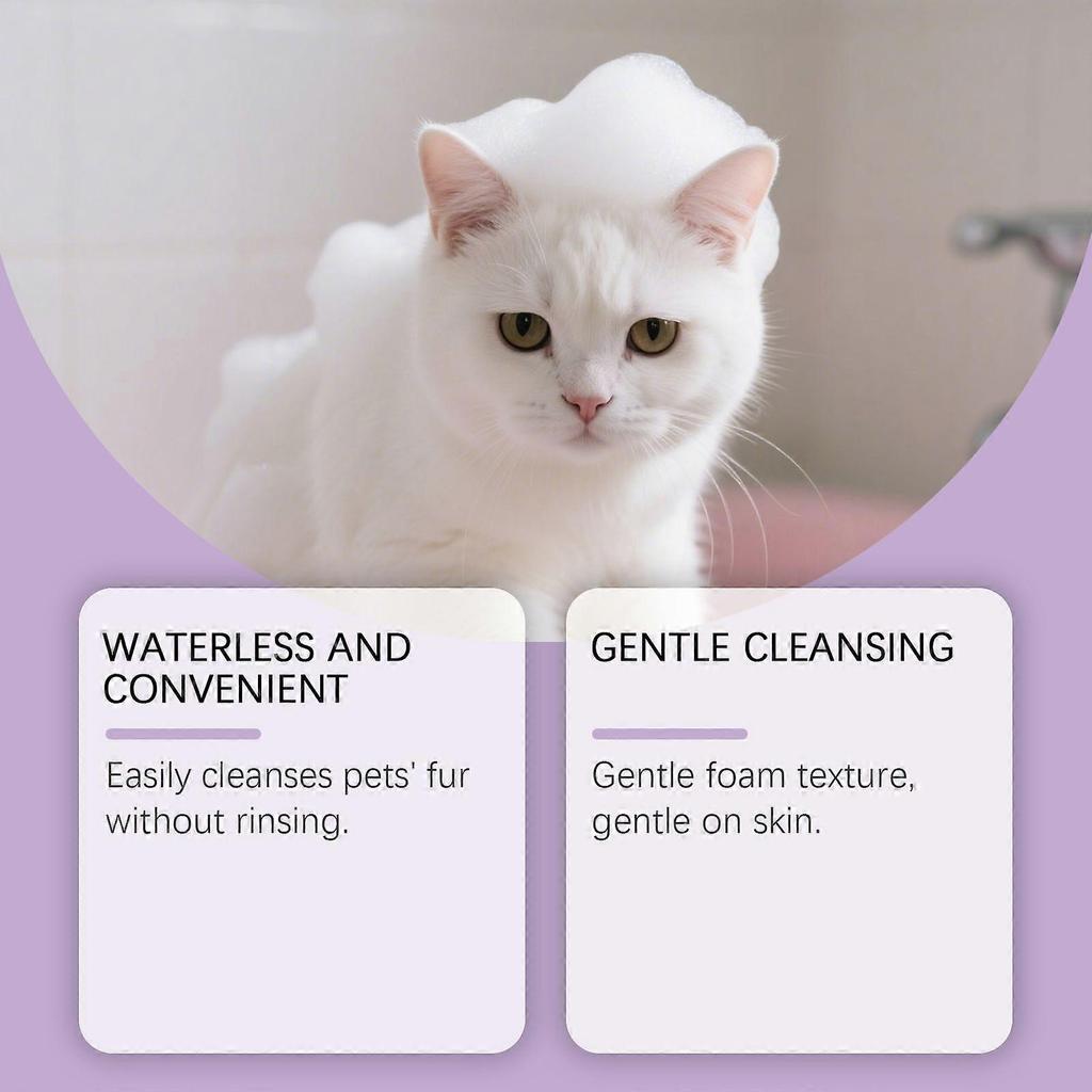 Pet No-Rinse Facial Cleansing Mousse, Cat And Dog Body Hair Deodorizing, Clean And Convenient No-Rinse Foam Mousse