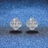 Moissanite Clover Stud Earrings Women Sterling Lightweight Luxury Floral Jewelry