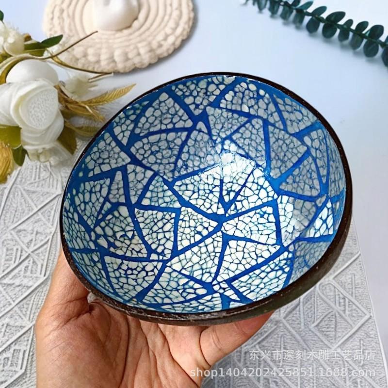 Vietnamese Coconut Shell Bowl Decorative Serving Dish Snacks Nuts Candy Home Decor Storage