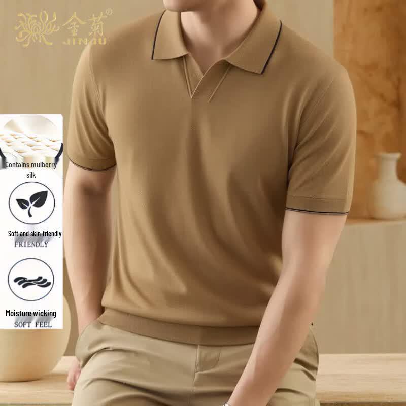 JINJU Silk Linen Blend Short Sleeve T-Shirt 2XL