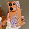 Purple Floral Pattern Leather Texture TPU Matte Case For Xiaomi 13T Pro Poco X7 X6 M6 Redmi 13C Note 14 Pro 13 12 11 Slim Shockproof Soft Phone Cover
