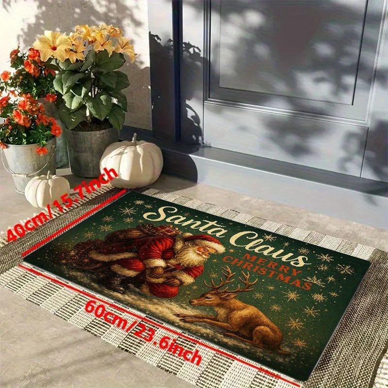 1Pcs Anti Fatigue Kitchen Rugs Christmas Santa Claus Print Waterproof Non-Slip Thick Cushioned Kitchen Mat Heavy Duty Comfort Standing Mat for Kitche