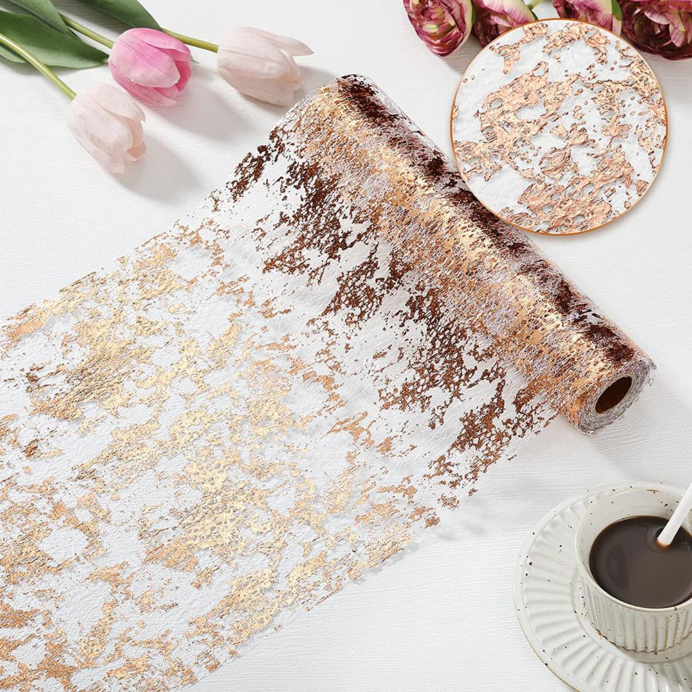 Gold Table Runner Glitter Sparkle Foil Metallic Gold Mesh Table Runners Wedding Decorations Table Birthday Party Bridal Shower