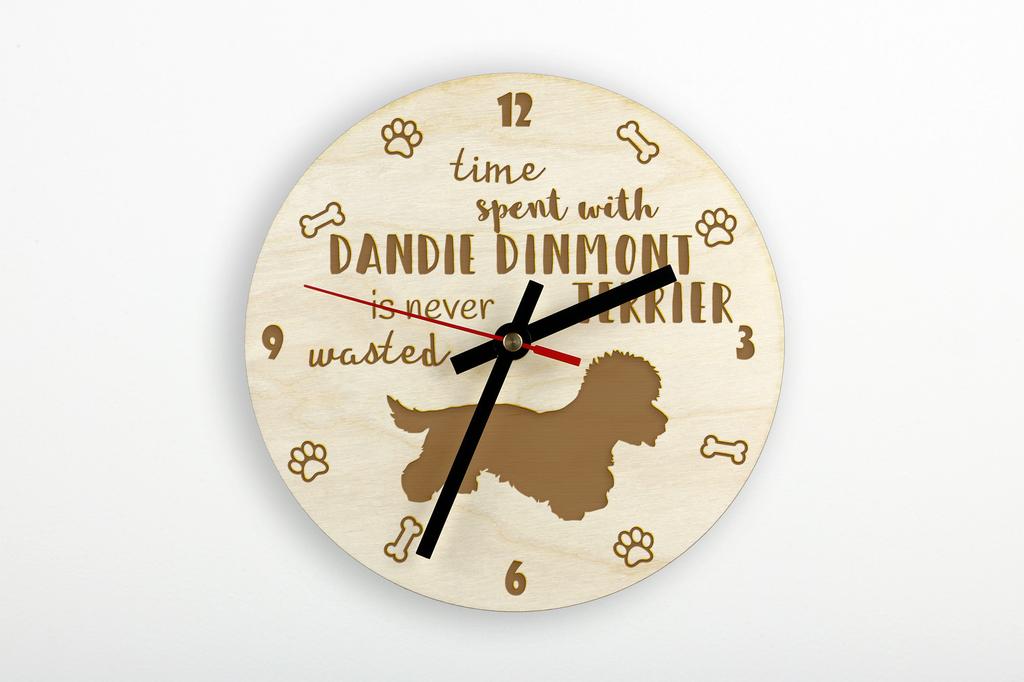 Dandie Dinmont Terrier, Hindlee Terrier - clock with dog, wooden clock with engraving, personalised clock by Art-Dog