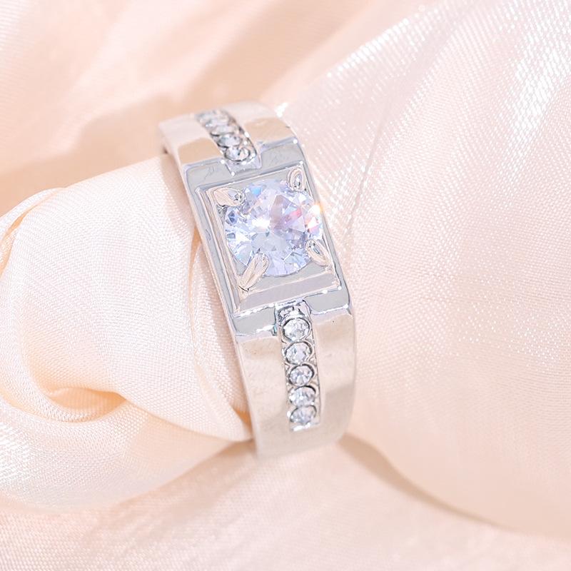  Geometric Zinc Alloy Couple Rings Gold-Plated Wedding Bands for Men and Women, Fashionable European American Style