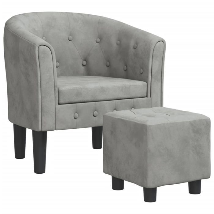 VidaXL Cabriolet Armchair with Footrest, Chair with Armrests, Sofa with Backrest, Upholstered Seat Living Room Bedroom, Grey 356477