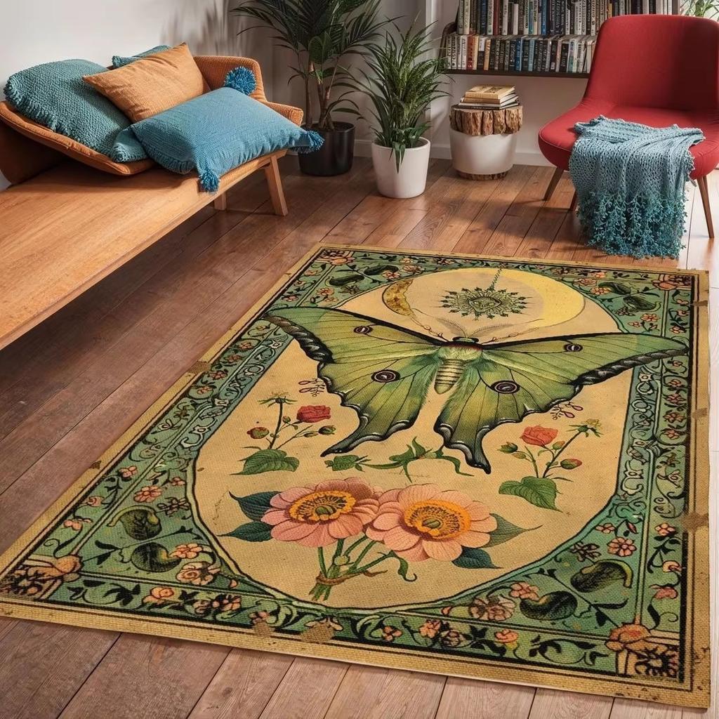 Magisches Einhorn Pflanze Floral Teppich Teppiche für Wohnzimmer Schlafzimmer Bettseite Weicher Teppich Lounge Rutschfeste Bodenmatte Küche Eingang Fußmatte
