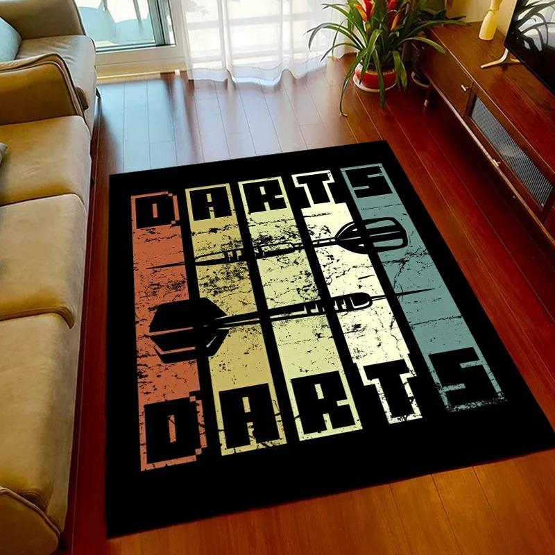 Retro Darts Thema Bereichsteppich Großer Teppich für Man Cave Wohnzimmer Spielzimmer Dekor Weiche Rutschfeste Waschbare Fußmatte