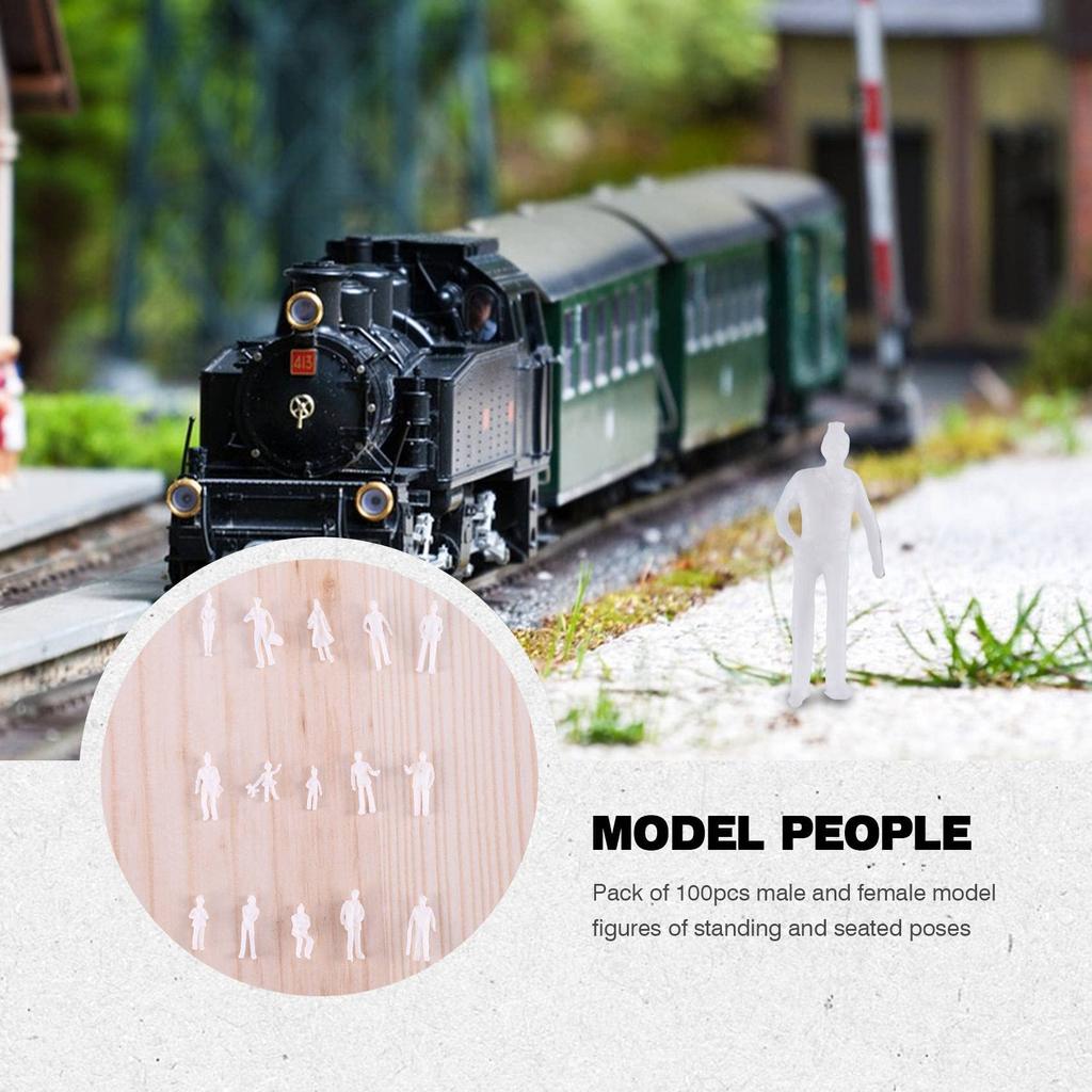 Dovhmoh 100pcs HO Scale 1:100 White Model People and Train Figures, Unpainted