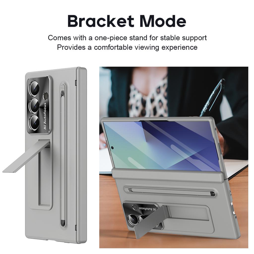 Invisible Elastic Bracket 2in1 Pen Slot Phone Case for Samsung Galaxy Z Fold7 Fold 6 7 with Screen Film Armor Shockproof Cover