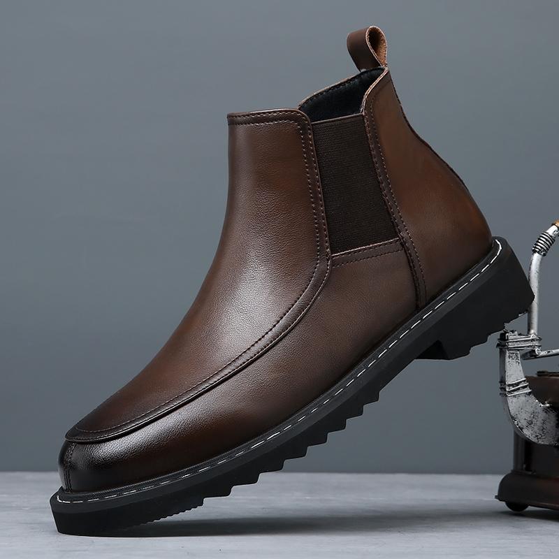 Fashion New men's Chelsea boots Fashionable minimalist British style Outdoor leisure business party Daily office dress Brown shoes