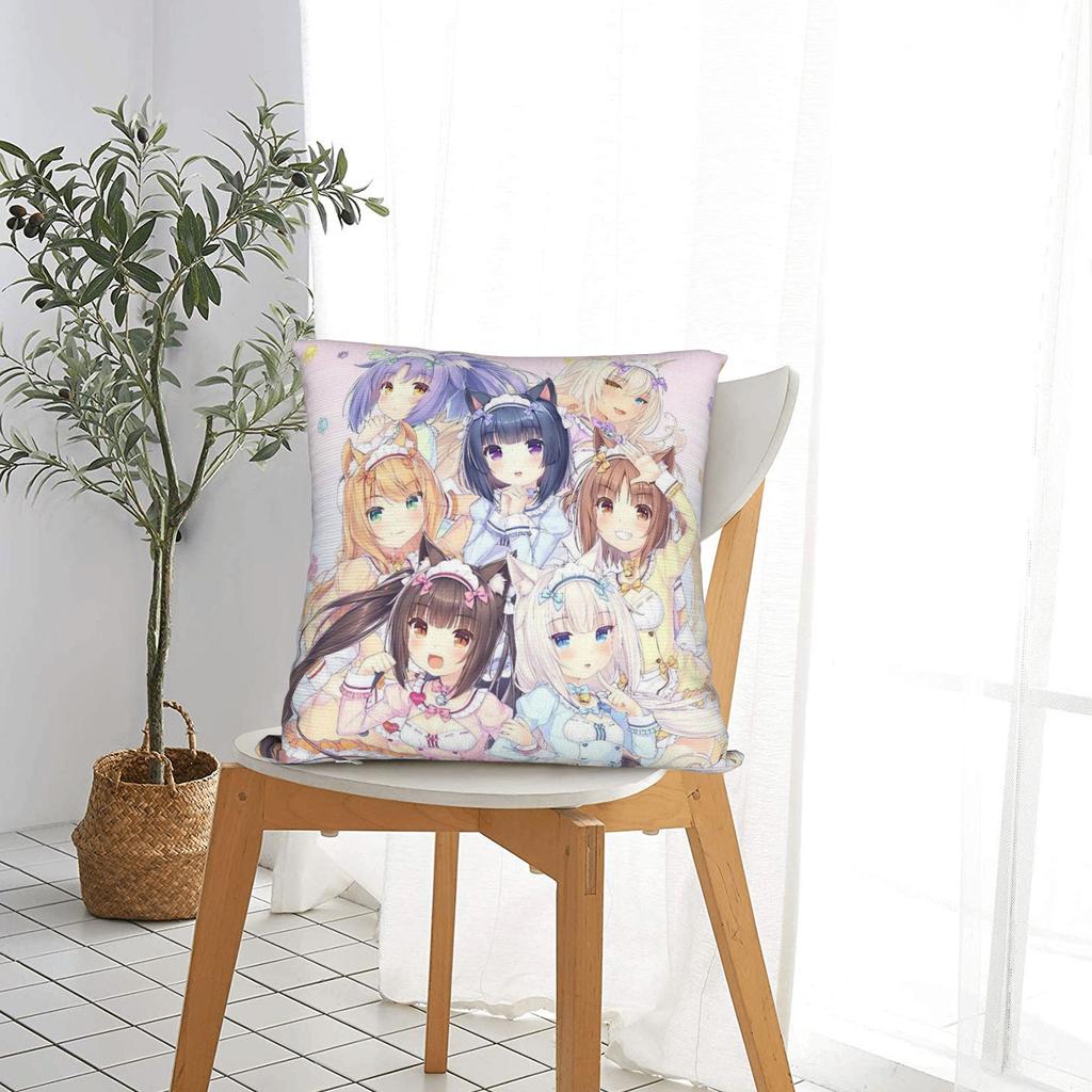 Super Kawaii Spiel Nekopara Chocola Vanilla Kissenbezug Weicher Kissenbezug Kawaii Kissenbezug Für Büro Auto Heimdekoration