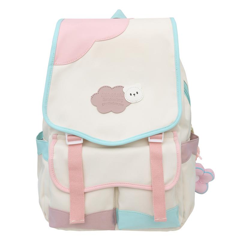 New Japanese large-capacity high school schoolbag female cute sweet contrasting color primary and secondary school students lightweight backpack