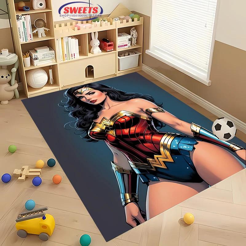 DC Wonder Woman Area Carpet,Living Room Bedroom Children's Room Sofa Mat,Four Seasons Available Doormat Floor Anti-slip Rug,Gift
