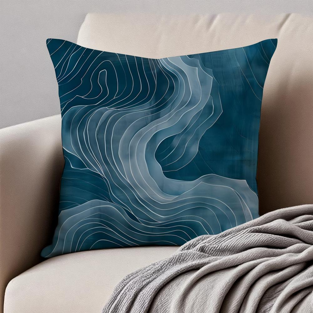 Elegant Chinese Traditiona Wave Cliff Pattern Cushion Cover Pillowcase Antidustmite Invisible Zipper Short Plush Sofa Cushion