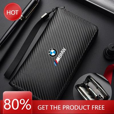 BAAU1 2025 Hot Men Business Long Wallet Carbon Fibre Coin Purse Key Holder Bank Card Bag For G60 E46 E90 E60 F10 E39 E87 E91 F30 X