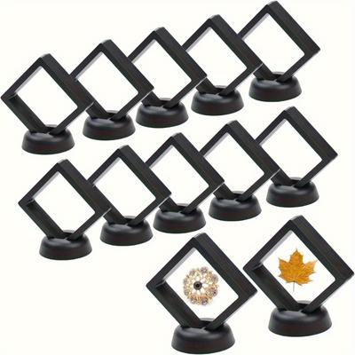 5PCS/set Jewelry Storage Box 3D Packaging Case Gemstone Floating Frame Membrane Ring Coin Display Case Necklace Display Holder