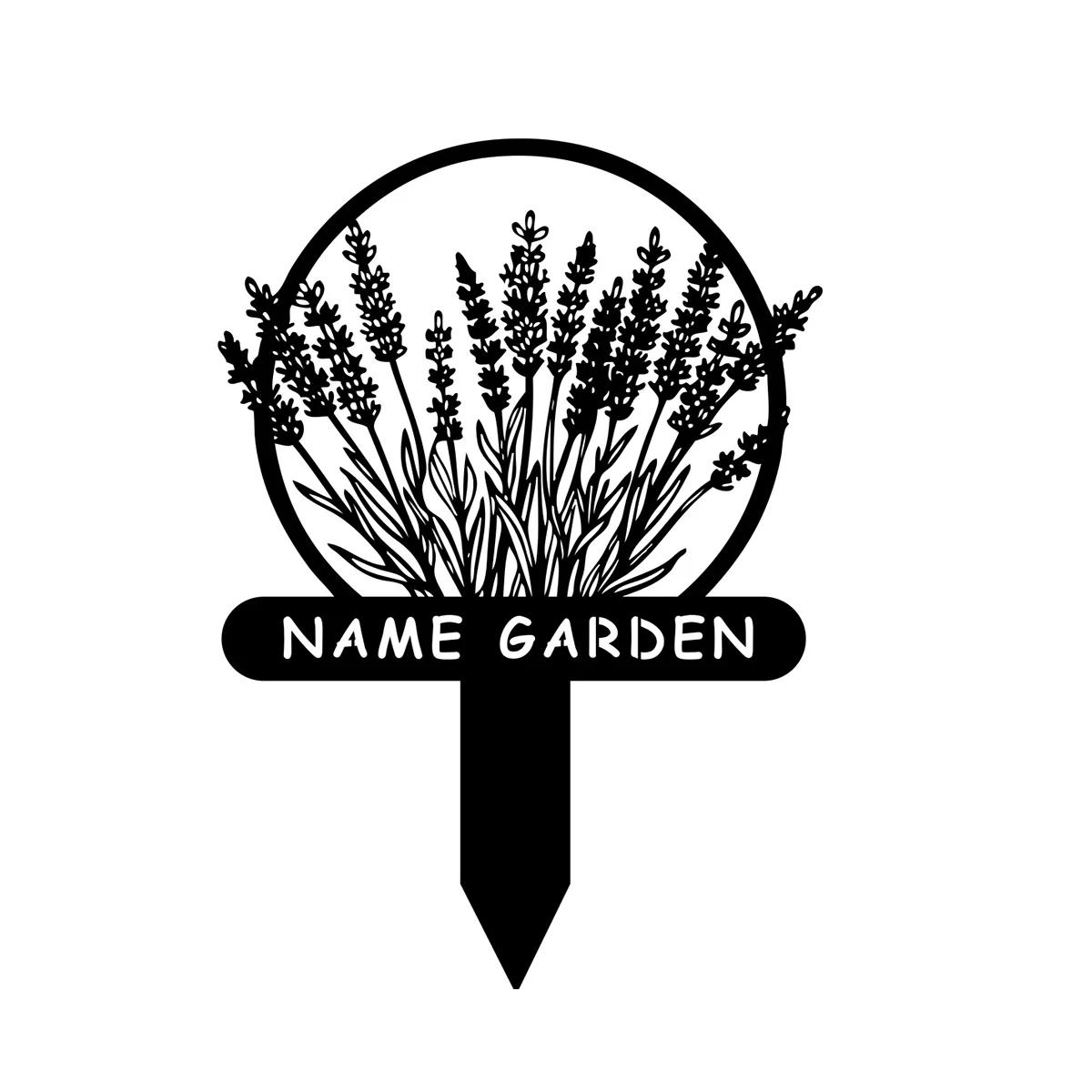 

Metal Flower Stake Personalized Garden Memorial Sign, Outdoor Decor Custom Name Plate чёрный
