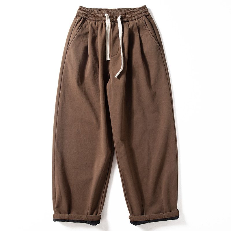 Heavy Weight Autumn and Winter Thick Minimalist Retro Casual Pants