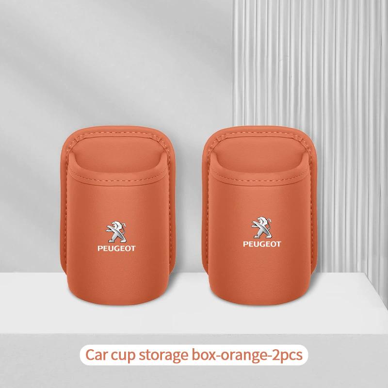 Leather Car Door Side Water Cup Holder Interior Storage Box for Peugeot 106 207 208 301 306 307 308 407 408 508 2008 4008 5008