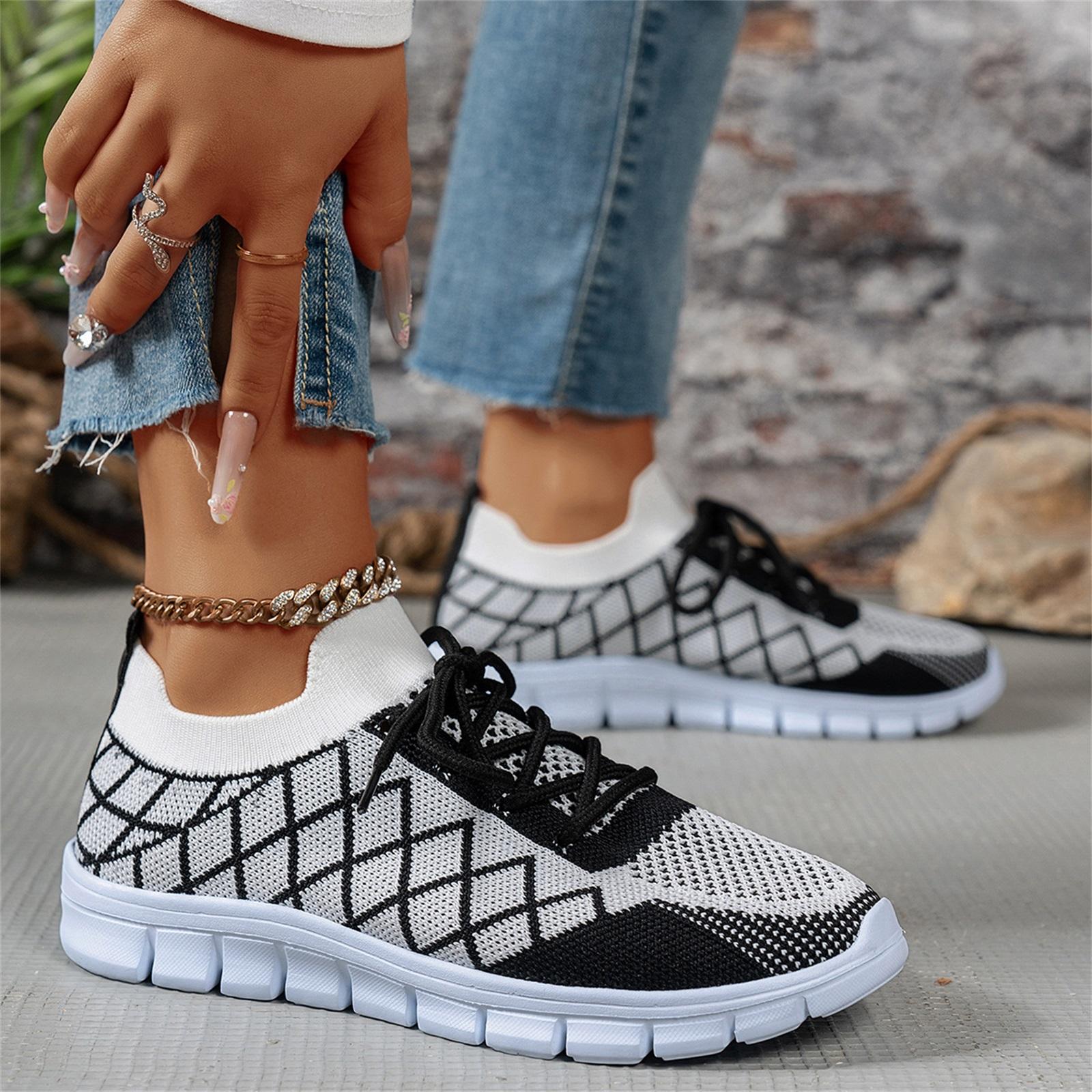 Women s Fashionable Plus-Size Knit Round-Toe Casual Flats 37