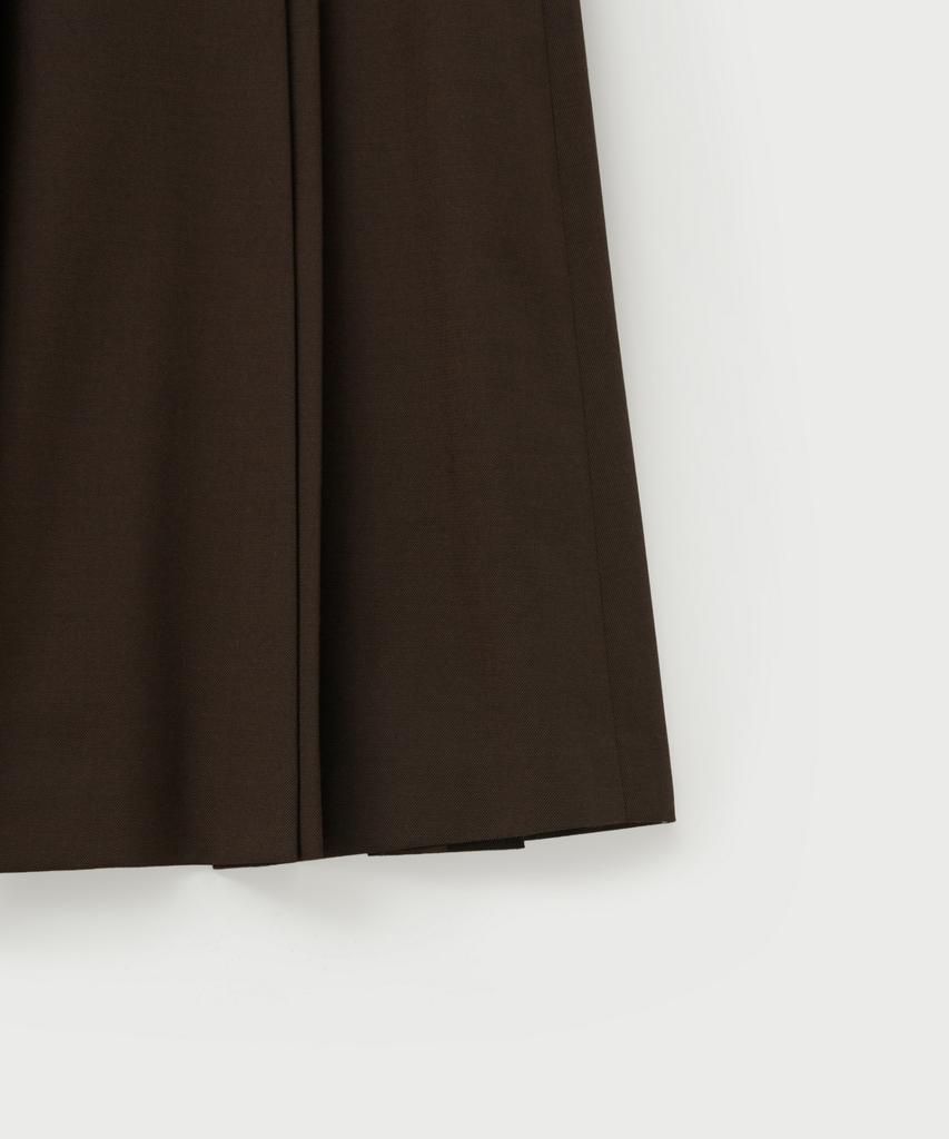 Seteo (W) Button Pleated Midi Skirt Brown