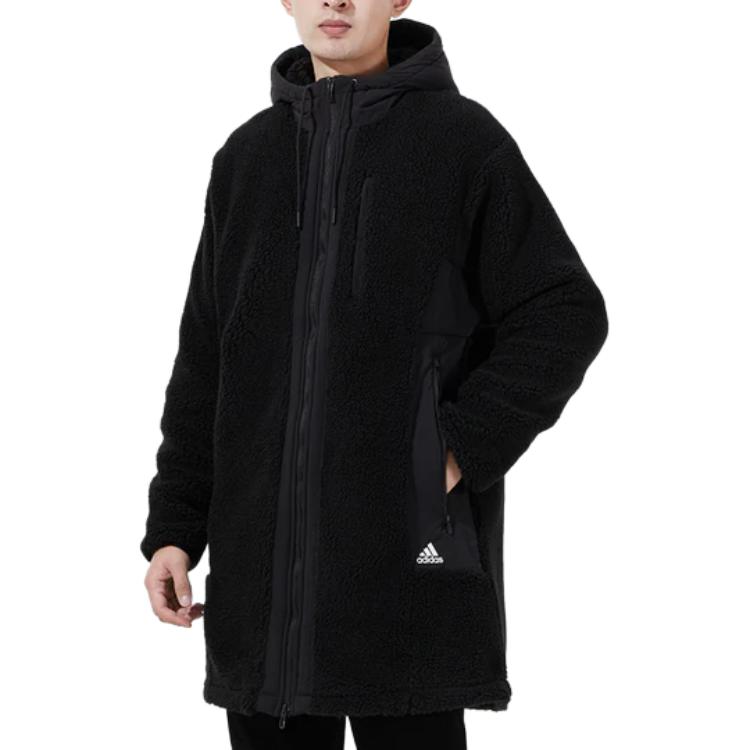 adidas Jackets Men's Black Hooded Thickened Other H39285