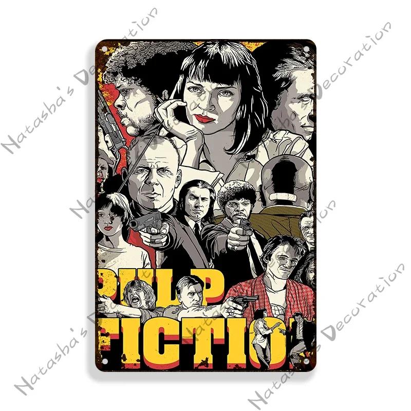 Pulp Fiction Rusty Movie Poster Metal Tin Sign Old Metal Signs Vintage Poster Man Cave Garage Metal Plaque Industrial Decor