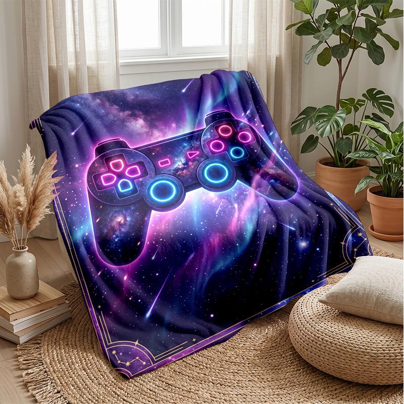 Cosmic Gamepad Design blanket Personalized Name Flannel Blanket Soft Cozy Plush Throw for Sofa Bed Lightweight Home Decor