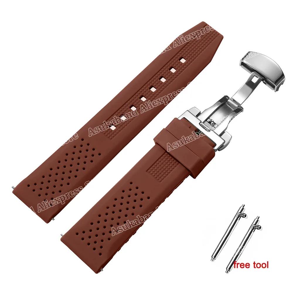 

Silicone Straps 16mm 18mm 20mm 22mm 24mm for Seiko for Omega Rubber Watch Strap Quick Release Breathable Butterfly Buckle Band 16mm