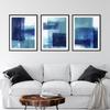 Teal and Navy Blue Brush Strokes Abstract Artwork Posters Print Canvas Painting Modern Wall Art Picture for Living Room Decor