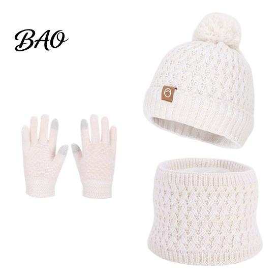 Childrens Winter Outdoor Clothing Kids Hat Scarf Gloves Set, 3-Piece Fleece Lined Beanies Neck Cozy Thickened Wear Warmer Mittens for Boys Girls, Warm