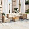 VidaXL Garden Lounge Set with Cushions 7 Pcs Beige Wicker 3261877