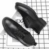 Round Toe Leather Shoes for Men Brogue Flat Man Casual Shoe Non Slip and Waterproof On Sale Slip-on Fashion 2024 Designer Pu