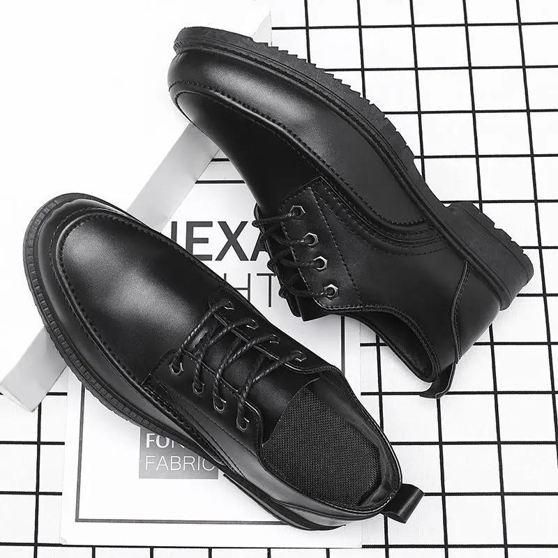 Round Toe Leather Shoes for Men Brogue Flat Man Casual Shoe Non Slip and Waterproof On Sale Slip-on Fashion 2024 Designer Pu