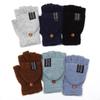 Men's Korean Flip-Top Fingerless Winter Gloves - Thick, Warm, Fleece-Lined for Cycling & Writing
