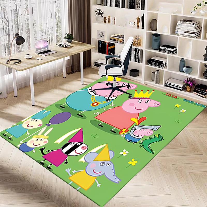 1pc Peppa Pig Party Parade Carpet for Playroom Bedroom Living Room Sofa Home Decor,kids Game Area Rug Non-slip Floor Mat Y723134