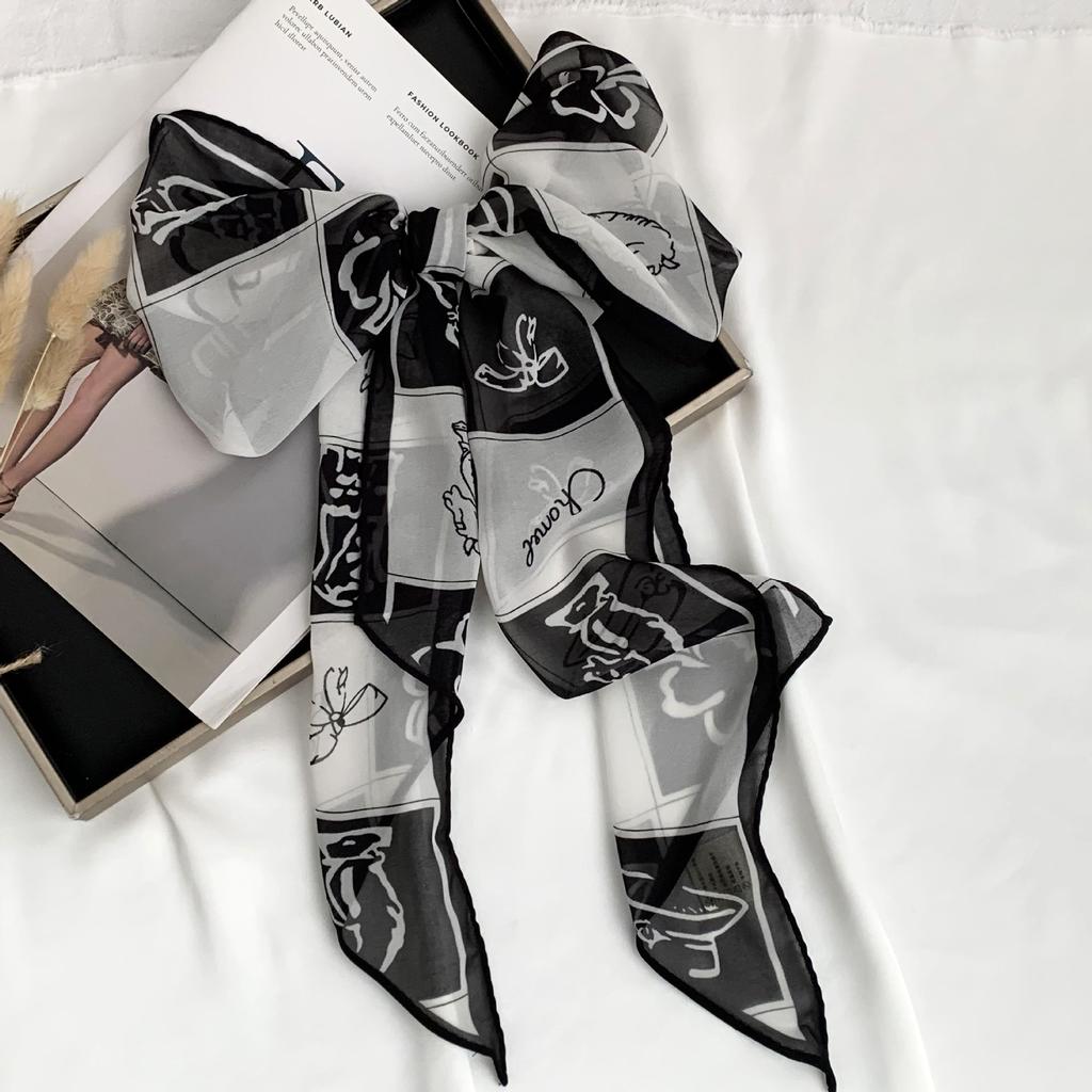 Scarf for Women Versatile Neck Flower Scarf Versatile Striped Headband Hairband Scarf