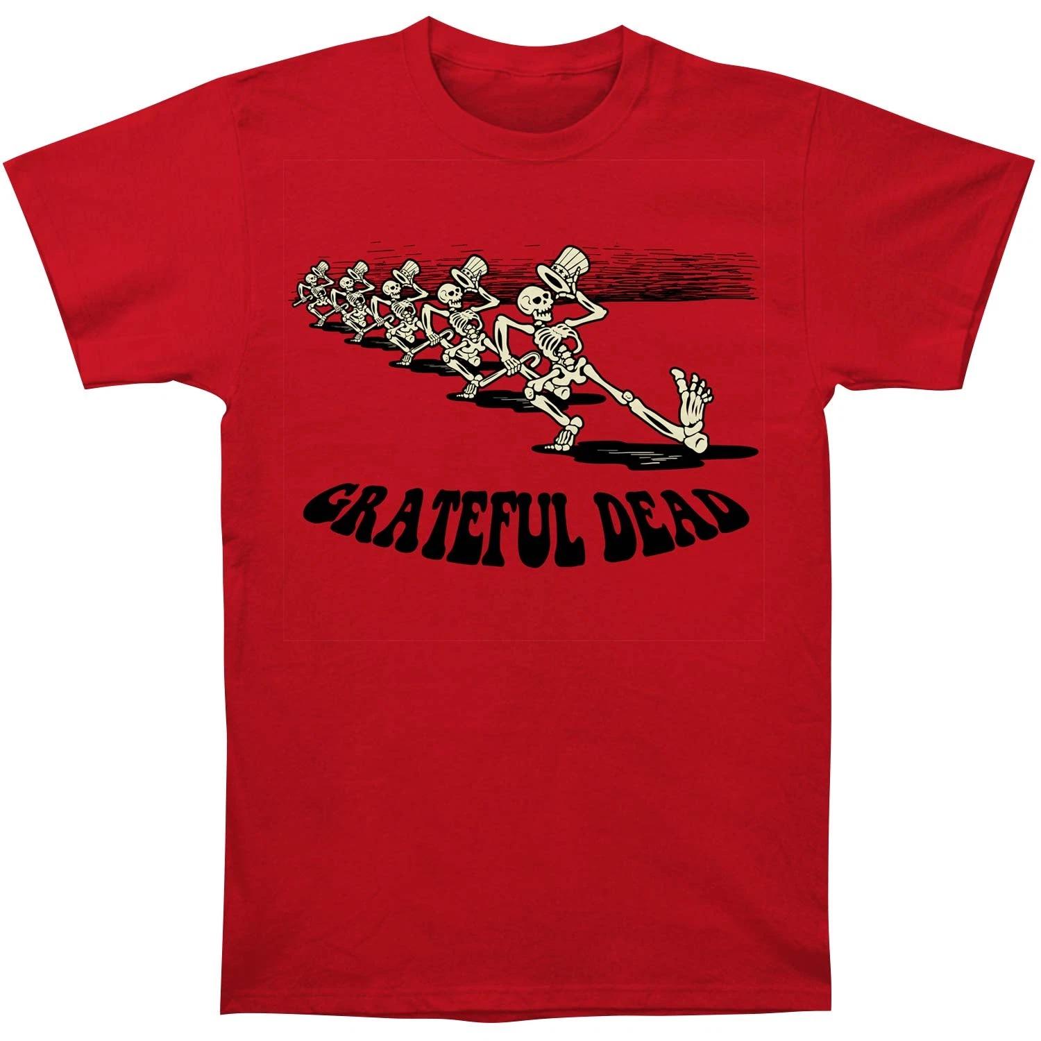 Men s Grateful Dead Skeleton Parade Slim Fit T-shirt Medium Red XS