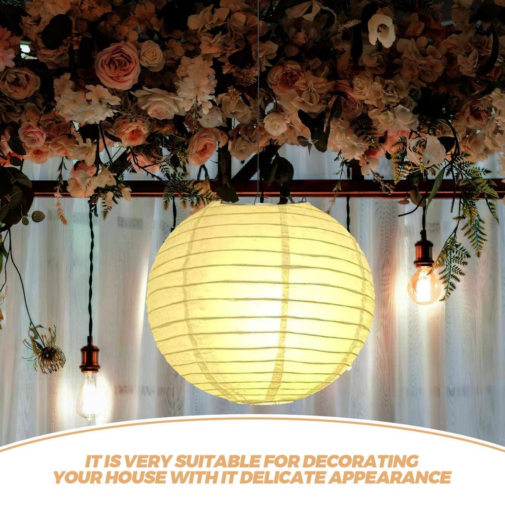 Frcolor Paper Lantern, White Paper Lantern, Bon Festival Lantern, 30cm Round, Perfect for Festivals, Summer Festivals, DIY Izakayas, Food Stalls,