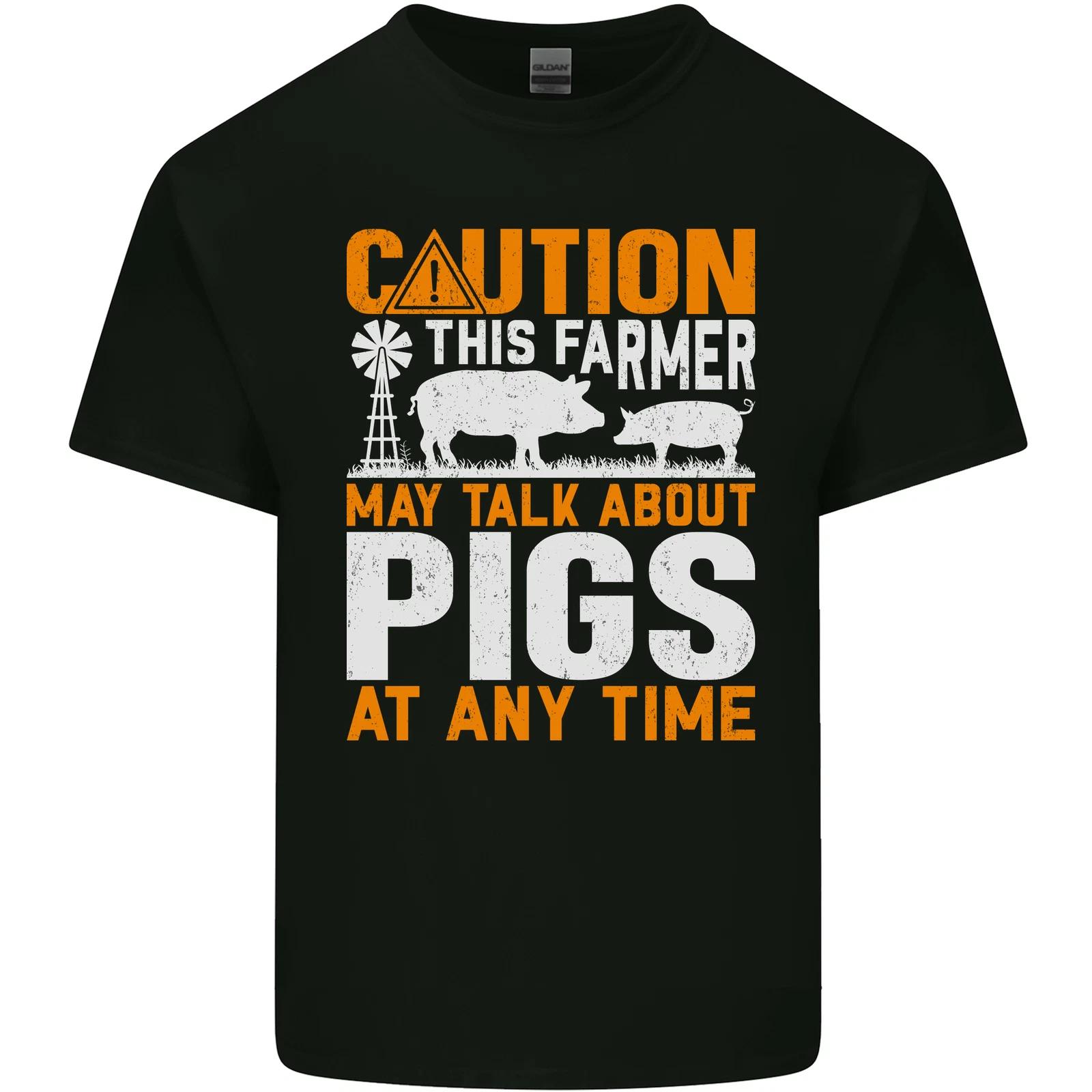 Caution Pigs Funny Farm Animal Farmer Farming Kids T-Shirt Childrens M